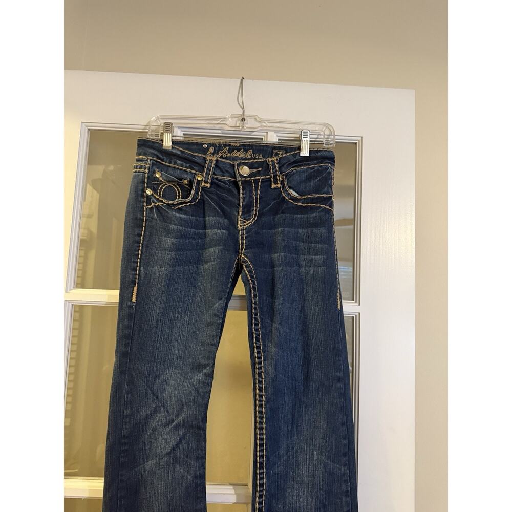 LA Idol USA denim jeans Embellished Embroidered Diamond y2k Juniors Size 7
